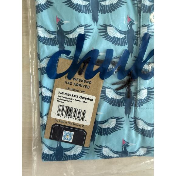 Chubbies Performance Polo. "The Birds Of A Feather" Men’s Medium NEW - Picture 2 of 5
